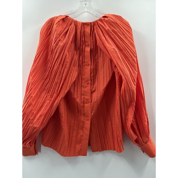 COS Women’s Pleated Long Sleeve Cape Style Open Sleeve Blouse Orange Size 38 (S) - Picture 9 of 14
